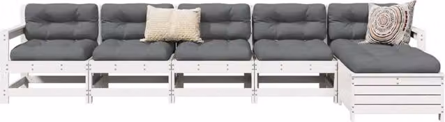 Set Divani da Giardino 6 pz Bianco in Legno Massello di Pino 3250861