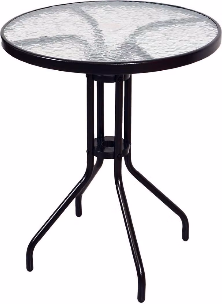 Tavolo bistrot VCM con piano in vetro | tavolo in vetro con foro per ombrellone | tavolo da giardino | tavolo da patio | tavolo in vetro | Ø 60 cm
