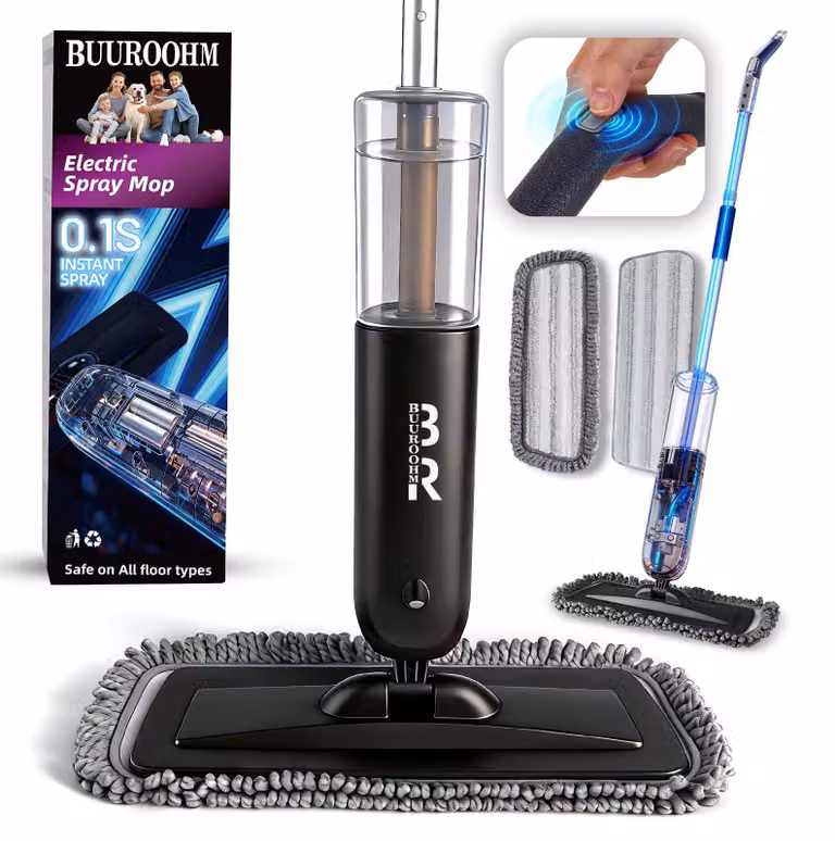 Kit di avvio per mop elettrico spray, con 2 dischetti, capacità 720 ml, testina rotante a 360°