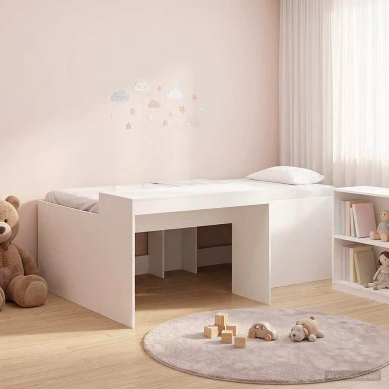 Maison Exclusive - Letto a soppalco con scrivania per bambini, bianco, 80 x 200 cm