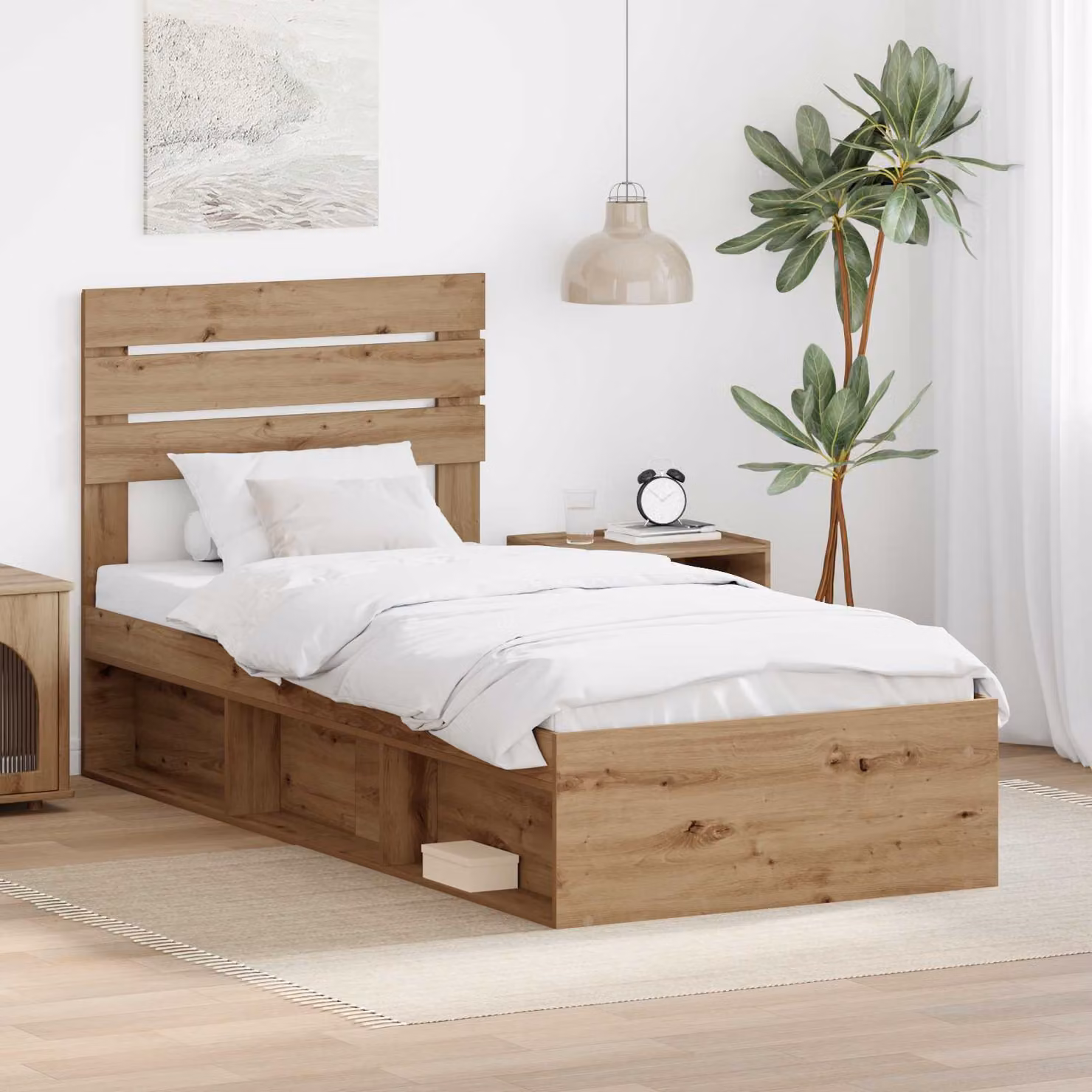 Struttura del letto vidaXL in legno di pino marrone con doghe rigide L 80 x P 190 cm