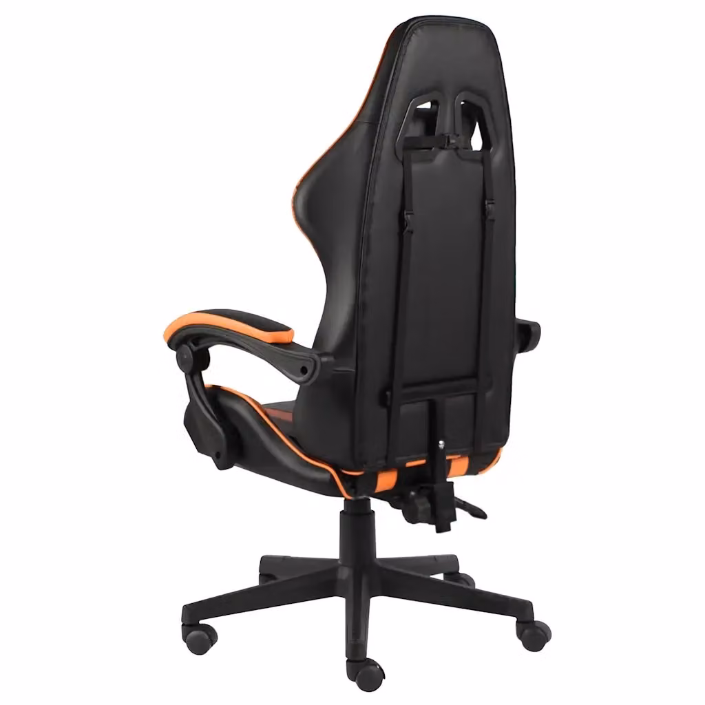 Sedia da Gaming vidaXL in Similpelle Nero e Arancione con Poggiatesta e Ruote, Reclinabile e Ruotabile 360 Gradi – 2