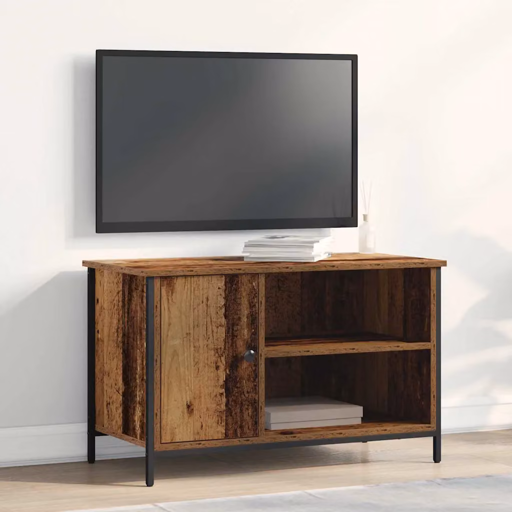 Mobile TV vidaXL in legno e metallo marrone, stile moderno, L 80 x P 40 x H 50 cm