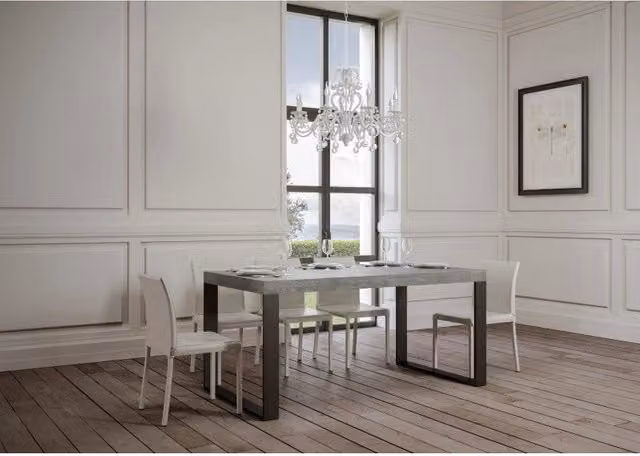 Tavolo allungabile ITAMOBY Tecno Premium con telaio antracite e finitura cemento, L: 200-460 cm, P: 90 cm