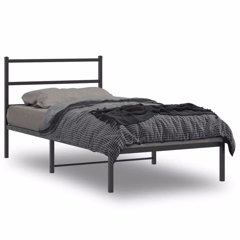 Giroletto con testiera in metallo nero vidaXL L: 107 cm, P: 203 cm