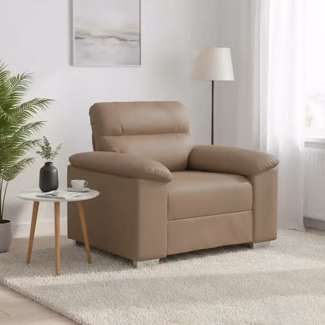 Poltrona Lounge beige in similpelle con braccioli vidaXL L 100 cm, P 81 cm, H 84 cm
