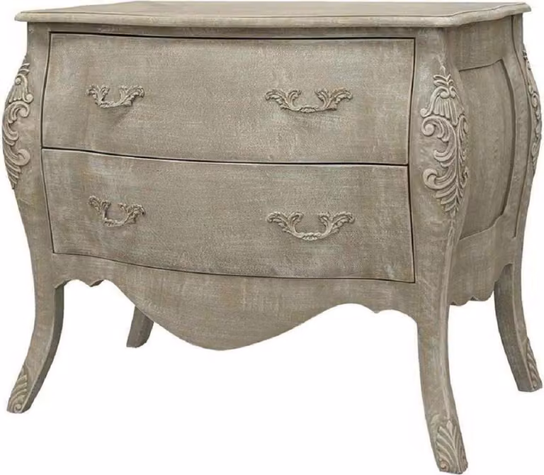 Casa Padrino cassettiera barocca grigio antico 90 x 58 x h. 80 cm - Cassettiera artigianale in legno massiccio con 2 cassetti - Mobili nobili in stile barocco