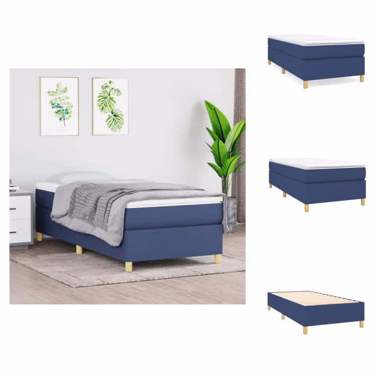 vidaXL Letto a molle con materasso blu 80x200 cm in tessuto - Letti & strutture letto