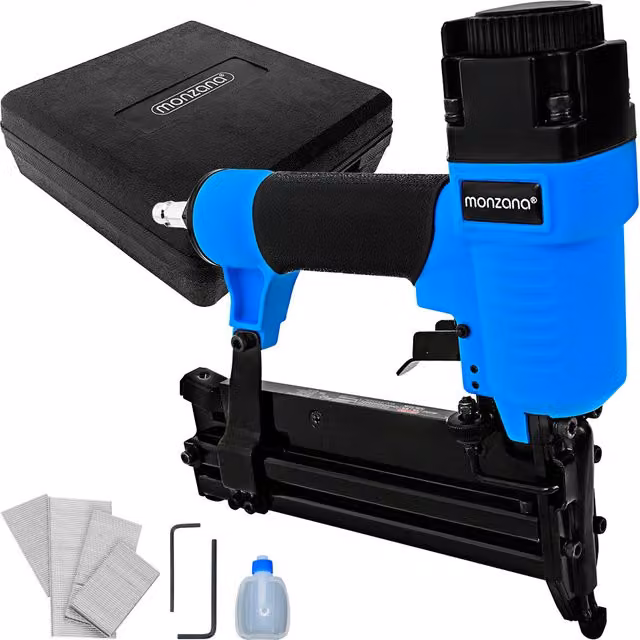 Chiodatrice e graffatrice pneumatica 2in1 Monzana, nero e blu – 1