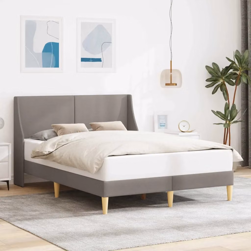 Letto da camera moderno DESIGN IN con testiera e struttura imbottita in tessuto grigio e listelli in legno – 2