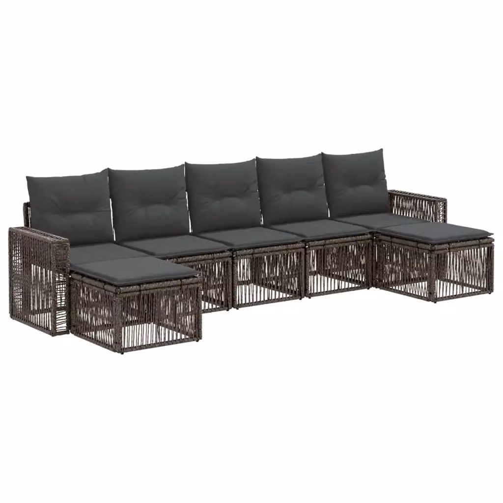Set Divano da Giardino vidaXL a L in Polyrattan con 7 Pezzi, Grigio e Nero con Cuscini e Coperture Rimovibili – 2