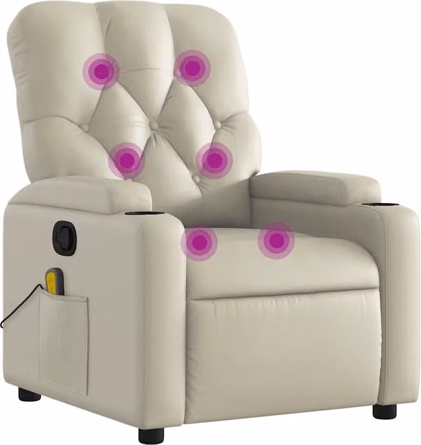 Poltrona da Massaggiante | Sedia Relax Reclinabile Crema Similpelle