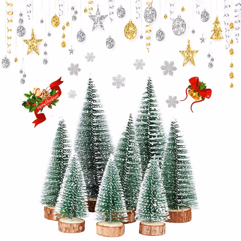 Set di 8 mini alberi di Natale artificiali per decorazioni
