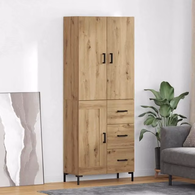 Credenza con Cassetto-Buffet-Armadio da cucina Rovere artigianale 69,5 x 34 x 180 cm 875951