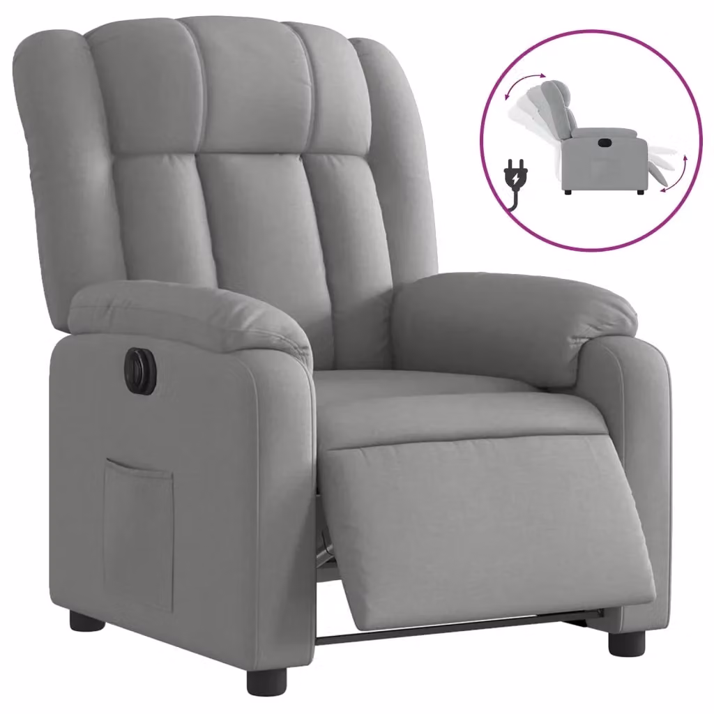 Poltrona Reclinabile Elettrica vidaXL in Tessuto Grigio con Braccioli e Funzione Auto-Return per il tuo Relax in Soggiorno – 2