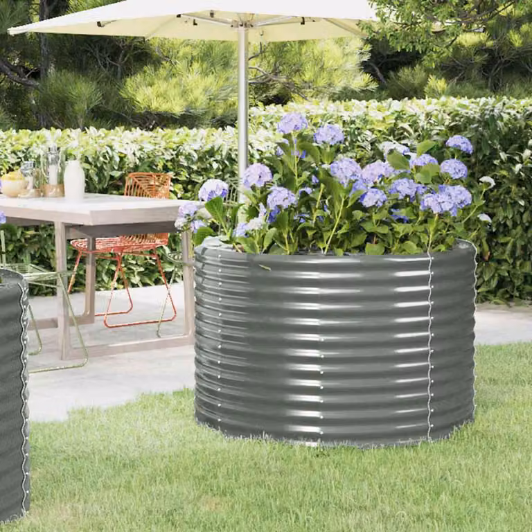 Letto da giardino rialzato vidaXL in acciaio zincato grigio L/P/H: 100 x 100 x 68 cm