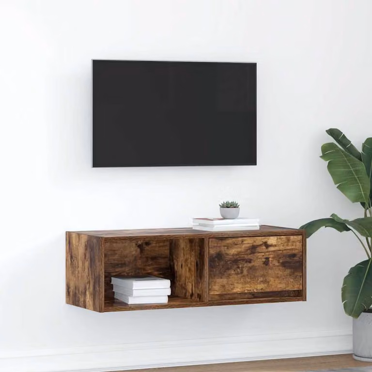 Mobile Porta TV Rovere Fumo vidaXL in Legno Multistrato, L: 80 cm, P: 31 cm, H: 25,5 cm