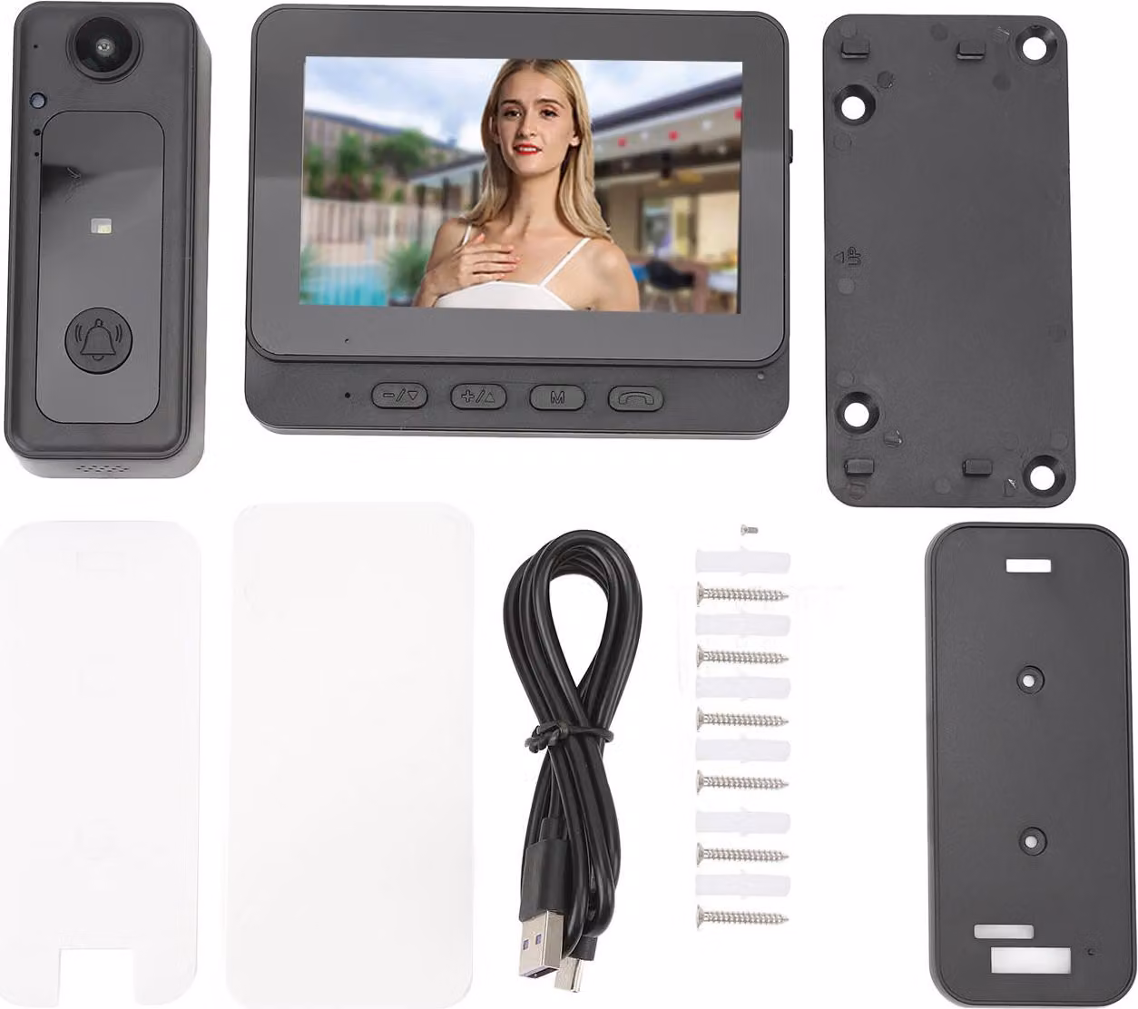 Sistema di campanello video 1080P visione notturna schermo a colori da 4,3 pollici IP65 Impermeabile display citofono wireless