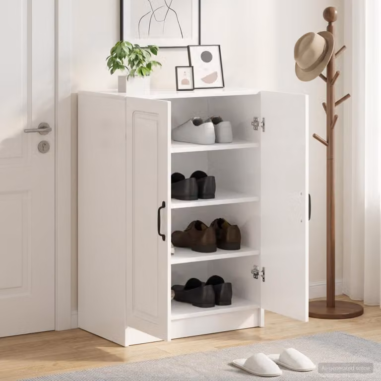Mobile porta scarpe UTRECHT vidaXL Bianco Lucido L: 59,5 cm, P: 39,5 cm, H: 87 cm