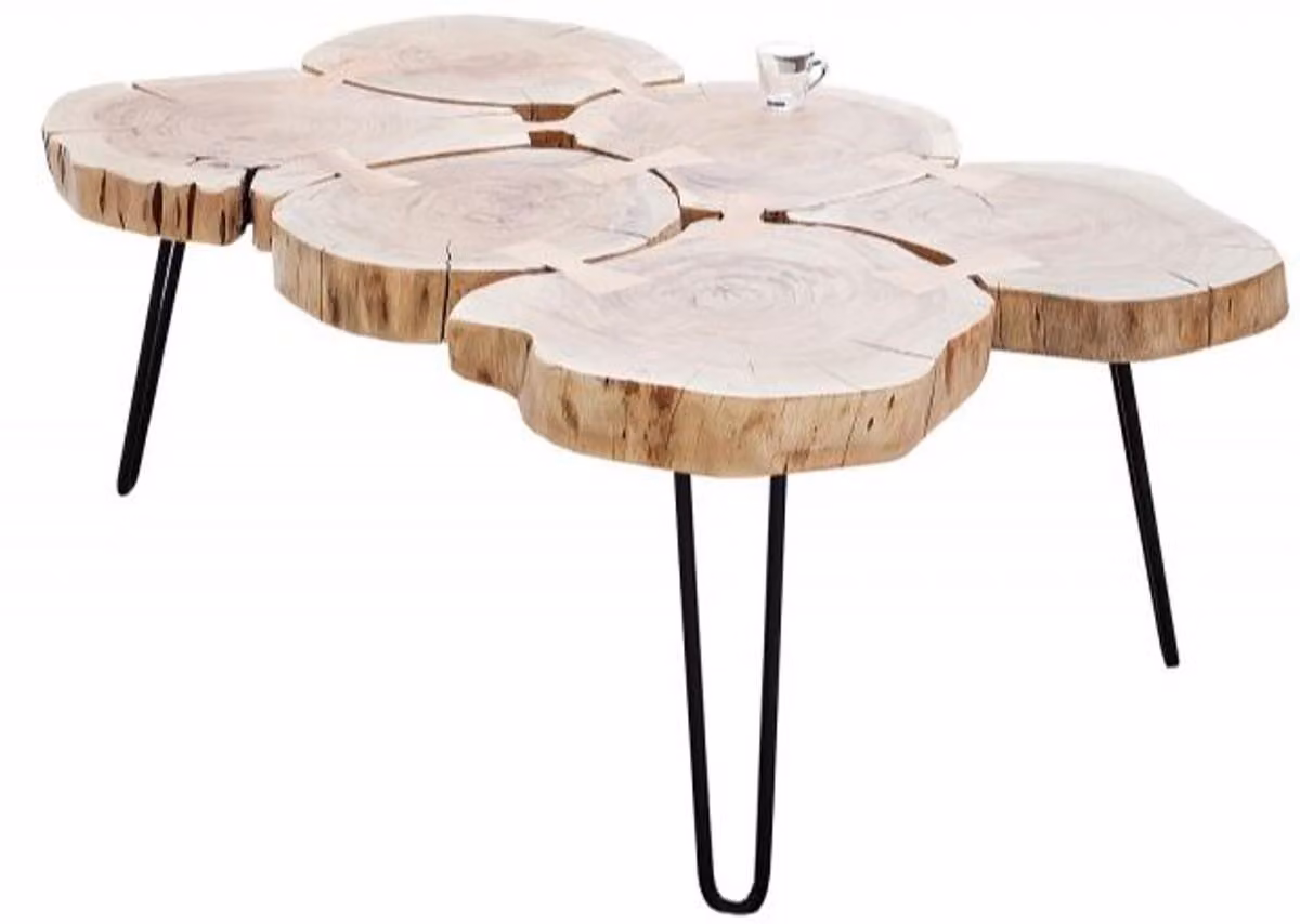 Casa Padrino tavolino di design in legno massello di acacia naturale 115 x h. 40 cm - legno massello - tavolo da salotto - pezzo unico