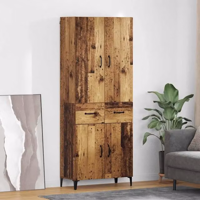 Credenza moderna vidaXL in legno e MDF marrone per soggiorno L: 69,5 cm, P: 34 cm, H: 180 cm
