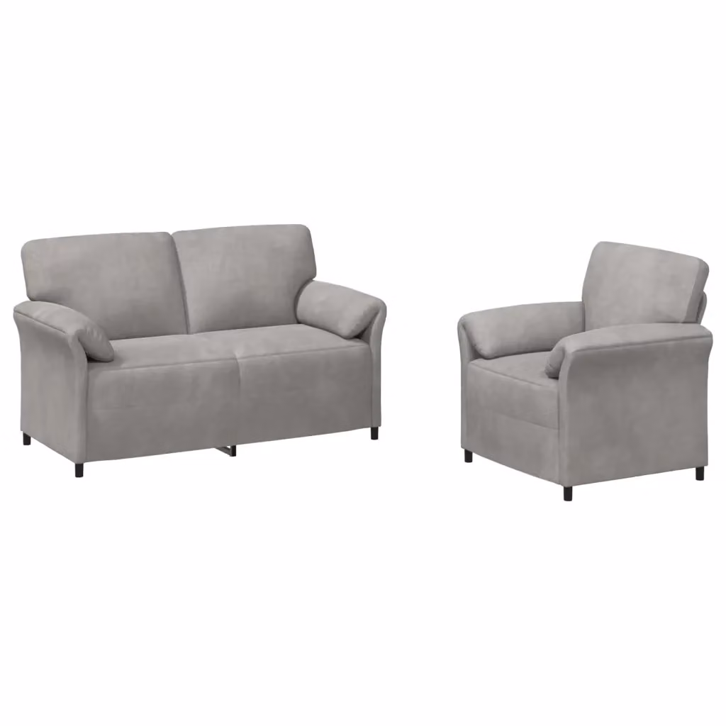 Set di 2 divani moderni vidaXL in velluto grigio con struttura in metallo per il tuo soggiorno – 2