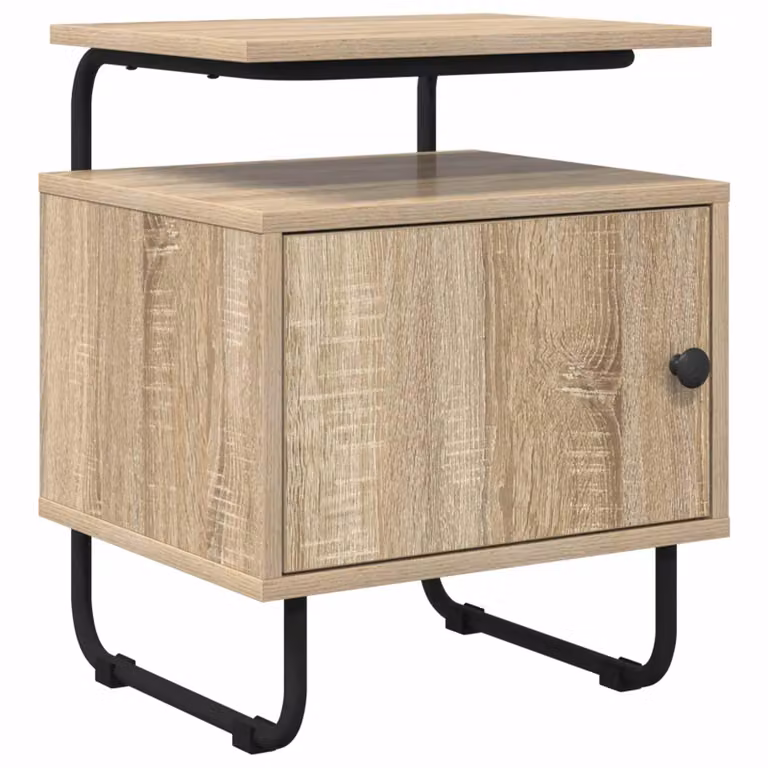 Armadio da notte vidaXL in legno ingegnerizzato e metallo, colore rovere sonoma beige e marrone