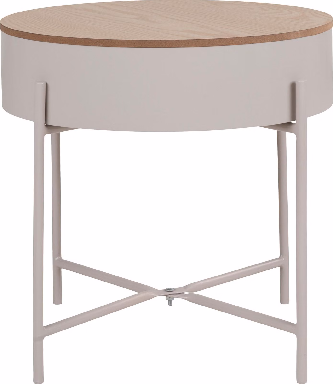 Tavolino Sisco, tavolo angolare Ø40cm beige, grigio.