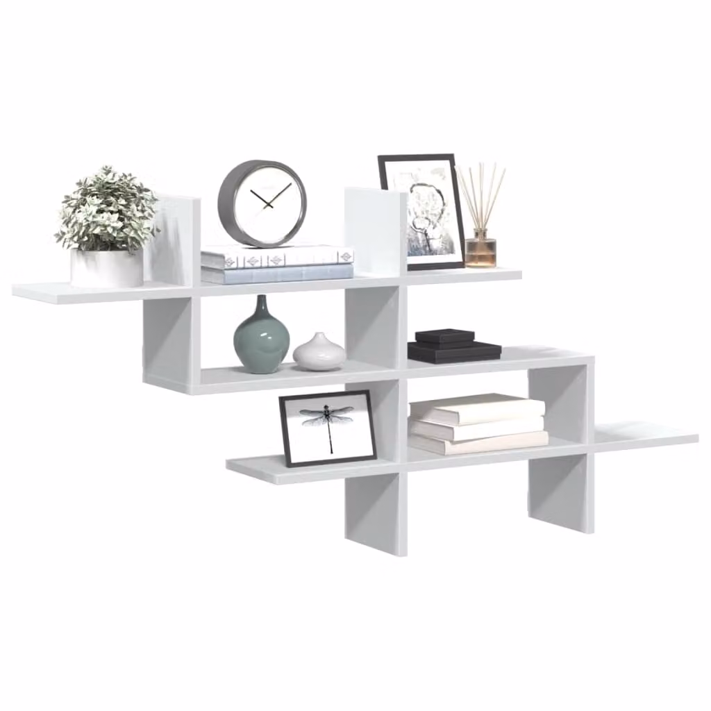 Scaffale a Parete Moderno vidaXL Bianco in MDF L: 124,5 cm, P: 18 cm, H: 60,5 cm