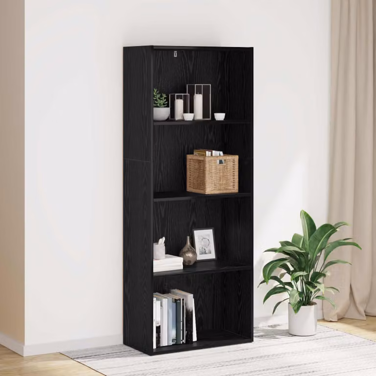 Scaffale autoportante vidaXL in legno MDF nero opaco L: 60 cm, P: 30 cm, H: 151,5 cm