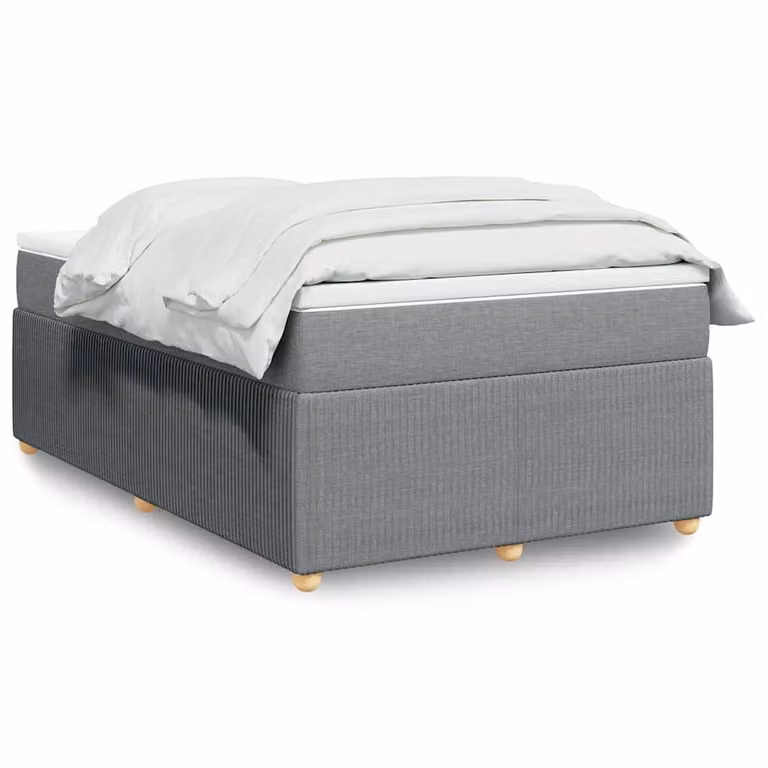 vidaXL Giroletto a Molle con Materasso Ibrido in Tessuto Grigio e Bianco L/P/H: 200 x 120 x 46 cm