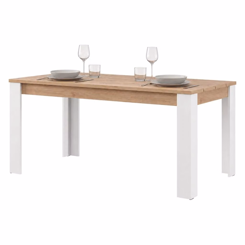 Tavolo fisso Luarca DMORA per 6 persone, rettangolare, colore marrone rovere e bianco, L: 135 cm, P: 80 cm, H: 76 cm – 2