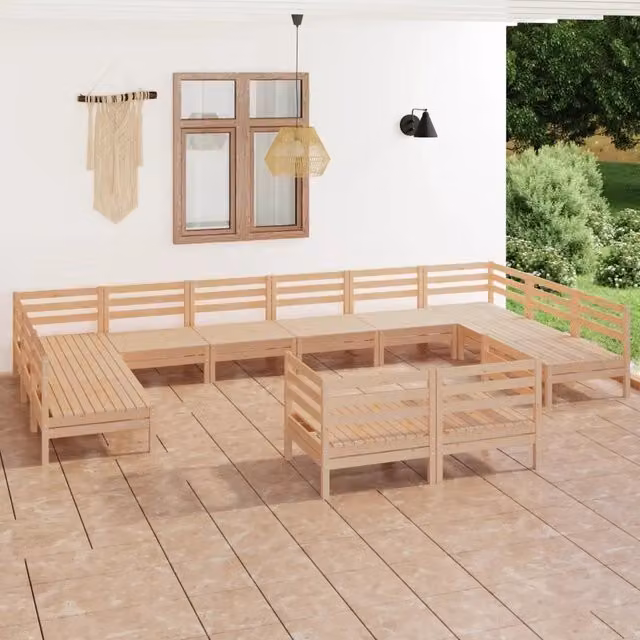 Set Salotto da Giardino 12 pz in Legno Massello di Pino 3083494