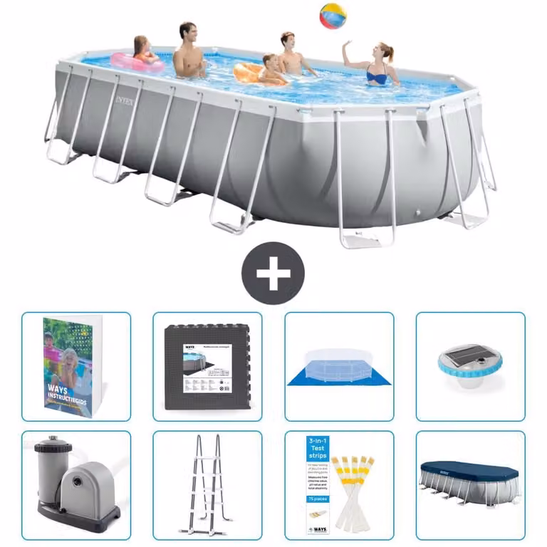 Piscina fuori terra ovale "Prism Frame" - 610x305x122 cm - Kit composto da 7 elementi - Modello S608