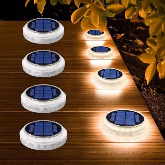 Set di 4 lampade solari LED da incasso per giardino e terrazza, impermeabili IP68, luce bianca calda, colore bianco