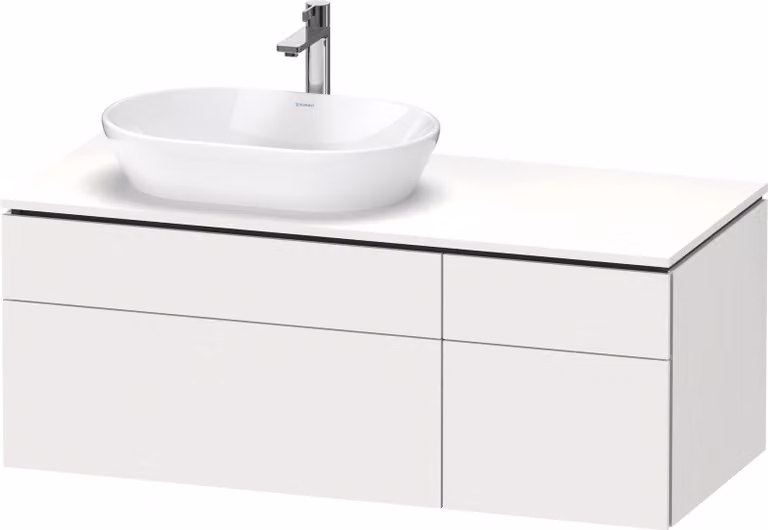 Duravit L-Cube Meuble sous-lavabo en console suspendu, avec plan de toilette en console, 4 tiroirs, vasque à gauche, 1220x482x550mm, LC4876018180000, LC4876018180000