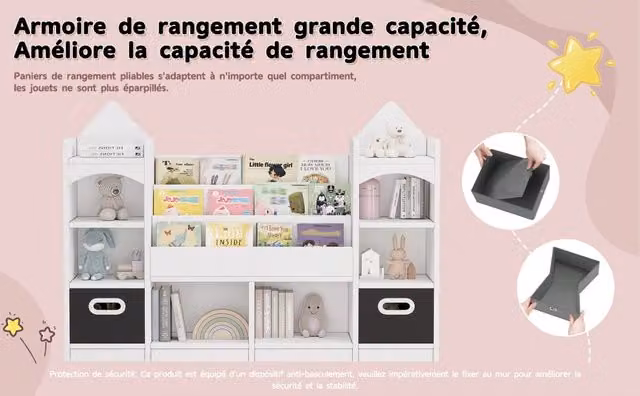 Libreria per bambini Minimal bianca in legno multistrato L: 130 cm, P: 30 cm, H: 90 cm