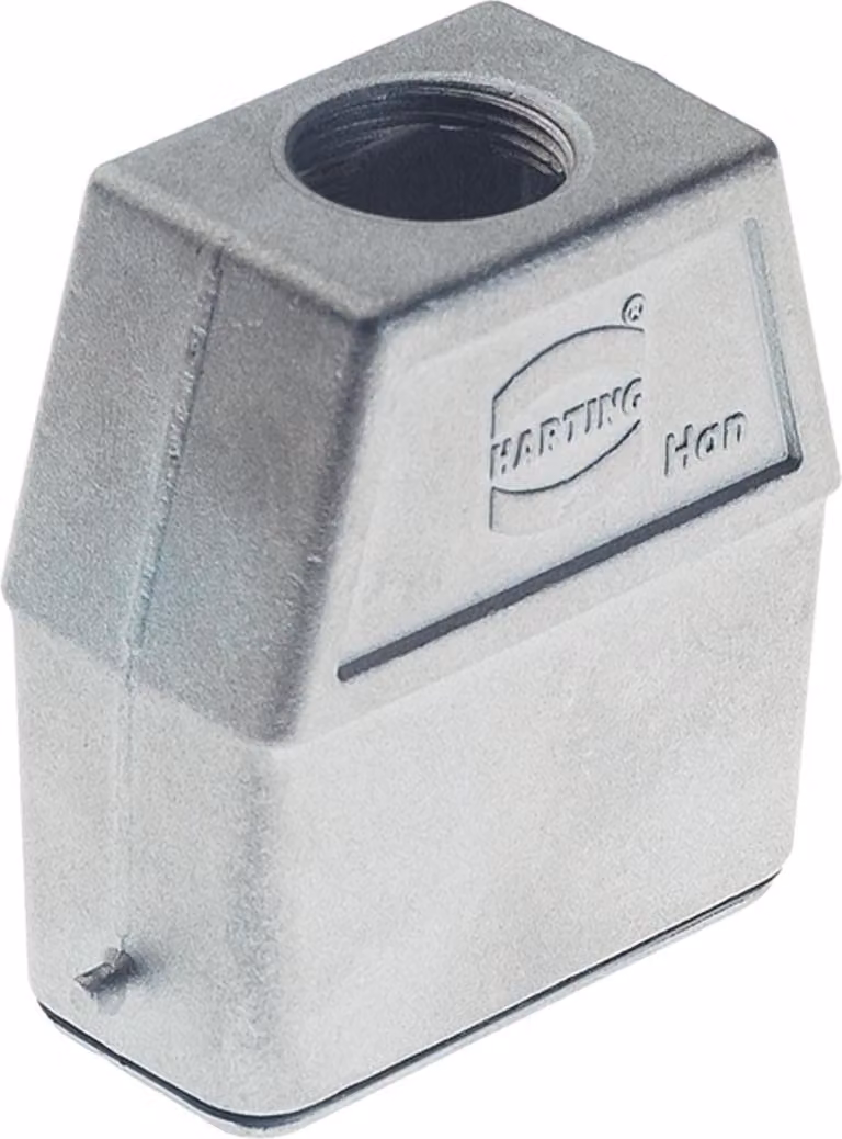 "Han 10A Custodia per grommet EMC alta, 1xM25 uscita cavo dritto, per 1 staffa (sulla parte inferiore) attacco a vite M25 Campo di serraggio 9,0mm - 17,0mm"