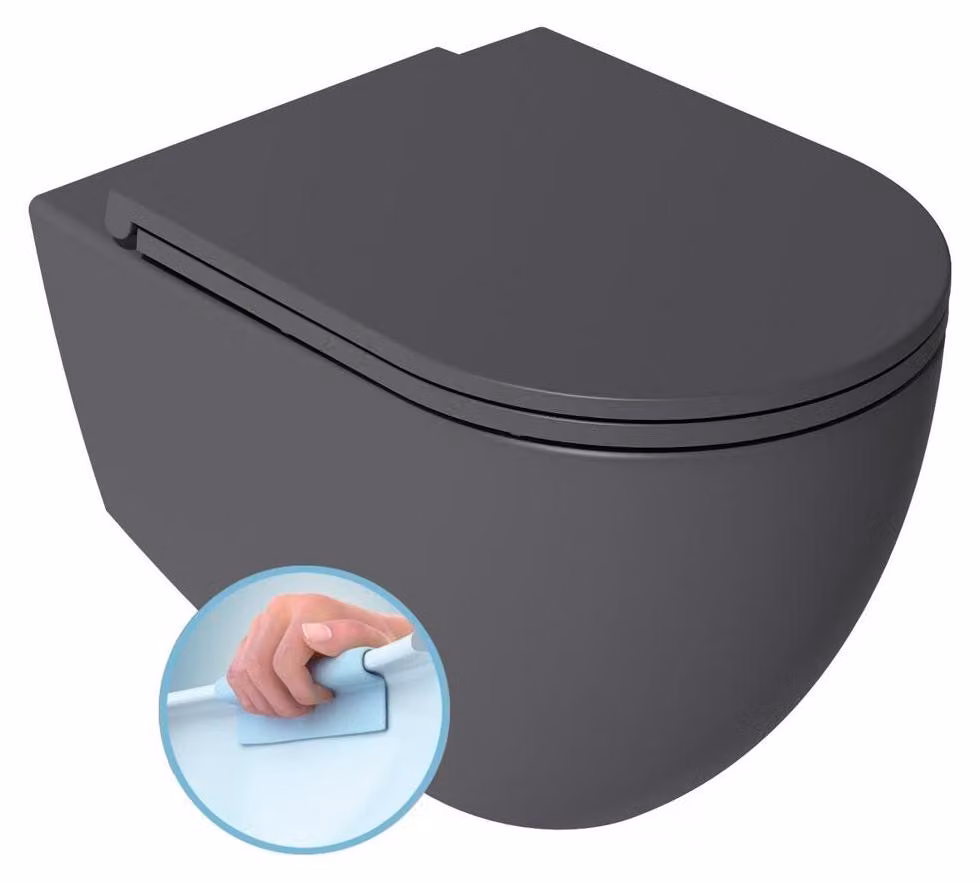 WC sospeso INFINITY, senza brida, 36,5x53 cm, antracite