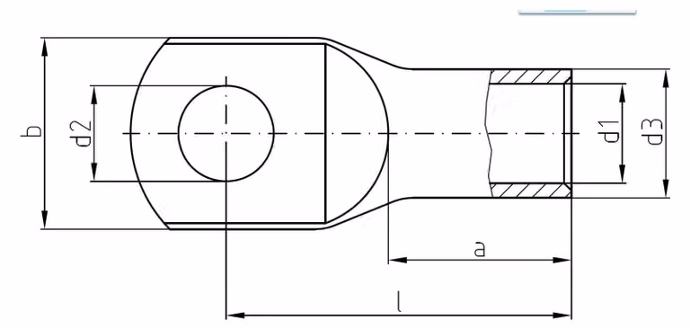 Occhiello tubolare per cavo da 240 mm² M12 - Occhiello circolare per cavo in rame ICF24012
