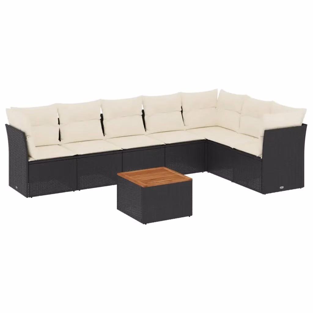 vidaXL Set Divani da Giardino a L con Cuscini 8 pz in Polyrattan Nero e Telaio in Metallo – 2
