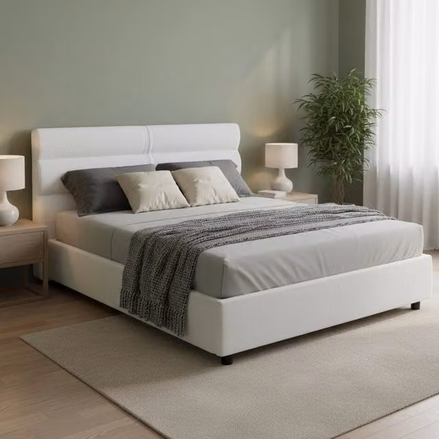 Letto Matrimoniale Briaglia DMORA Bianco con Contenitore a Sollevamento L/P: 160 x 200 cm – 1