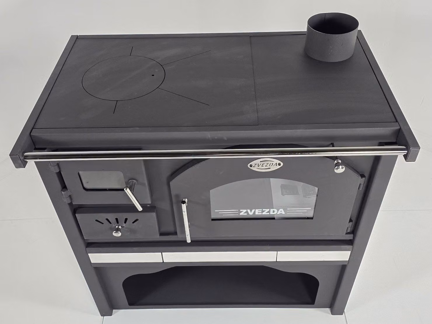 ZVEZDA Classic GFS Ceramic, Cucina a legna con forno e piano cottura, 5,9 kW, Ø 130 mm