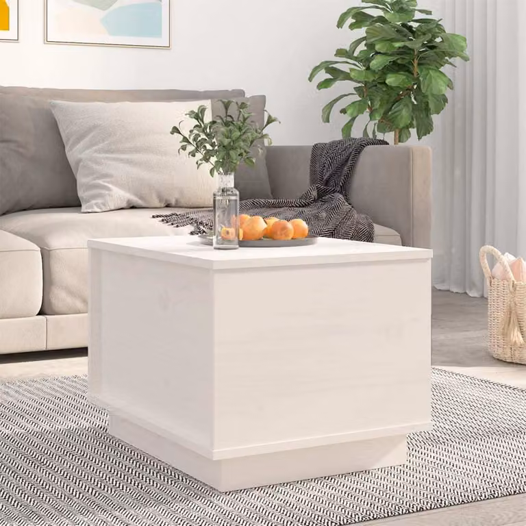 Maison Exclusive - Tavolino bianco 40x50x35 cm in legno massello di pino