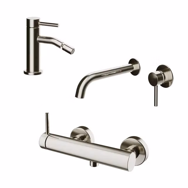 Set miscelatori: lavabo ad incasso bidet senza scarico ed esterno doccia nickel spazzolato | Bette