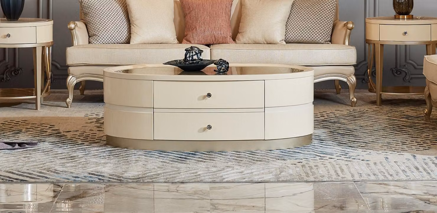 Couchtisch Tisch Oval Luxus Design Tische Kaffee Beistelltische Wohnzimmer Ovale