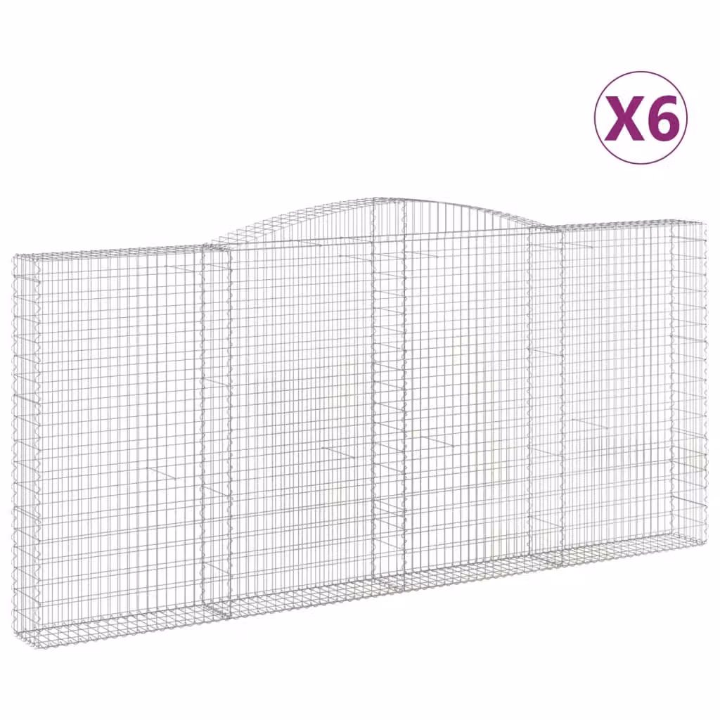 Cesti Gabbioni ad Arco 6 pz 400x30x180/200 cm Ferro Zincato