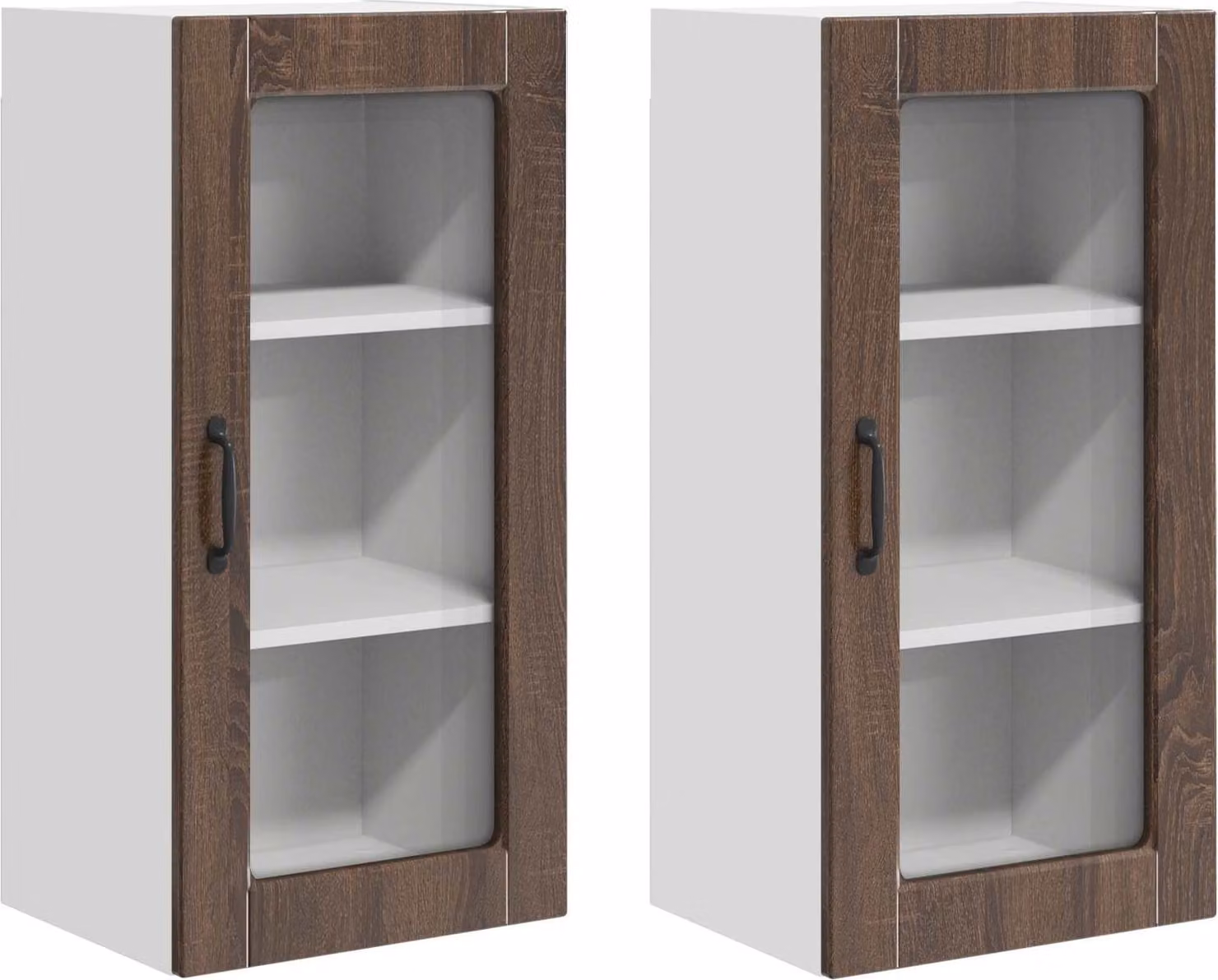 Mobile in vetro da parete LUCCA 2 pcs Rovere Marrone