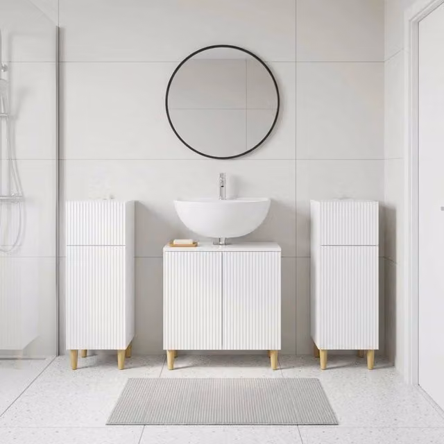 Set di armadietti da bagno in 3 pezzi ARNHEM Bianco Lucido 3418012