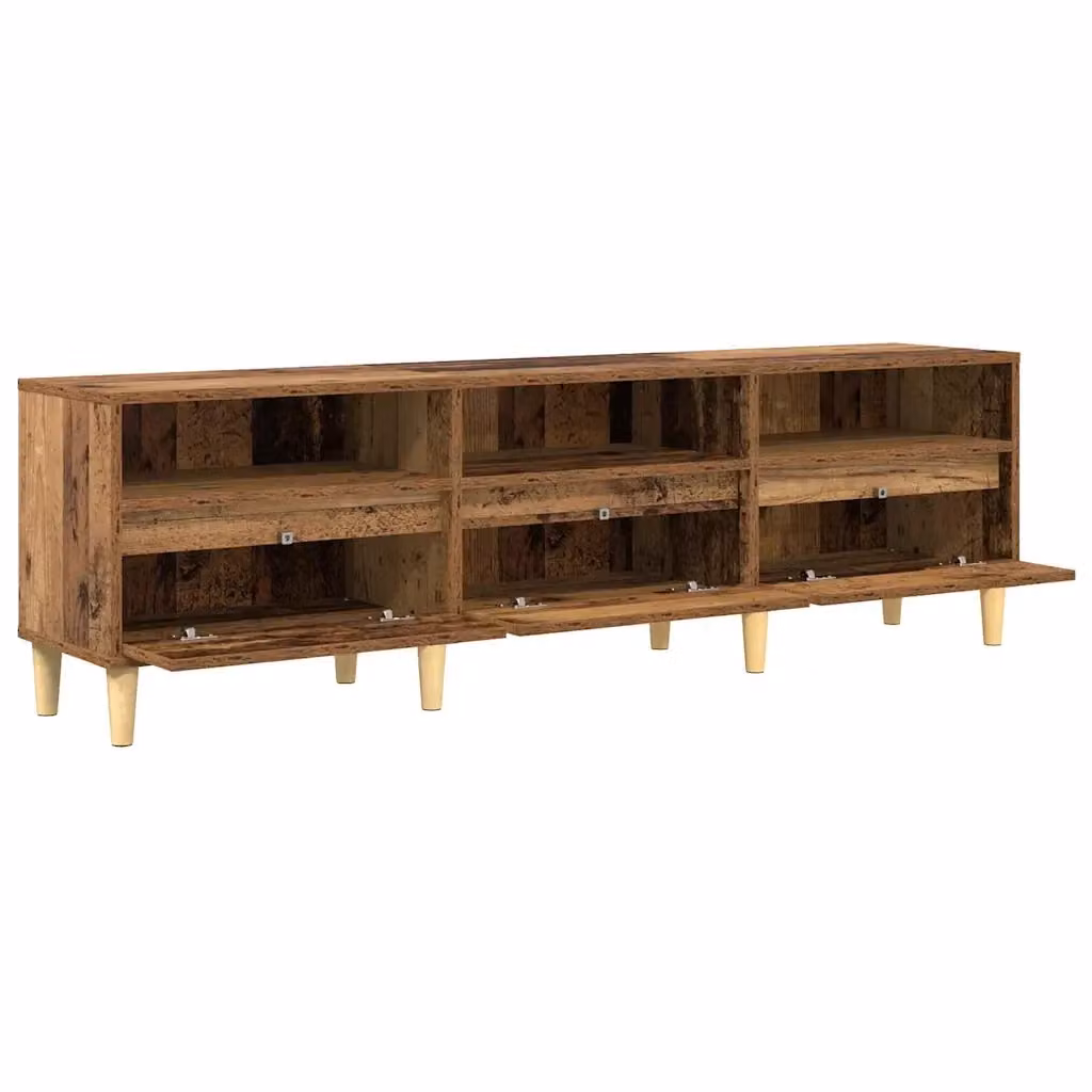 Mobile porta TV rustico HELLOSHOP26 in legno composito marrone con ripiani L 150 x P 30 x H 45 cm – 2